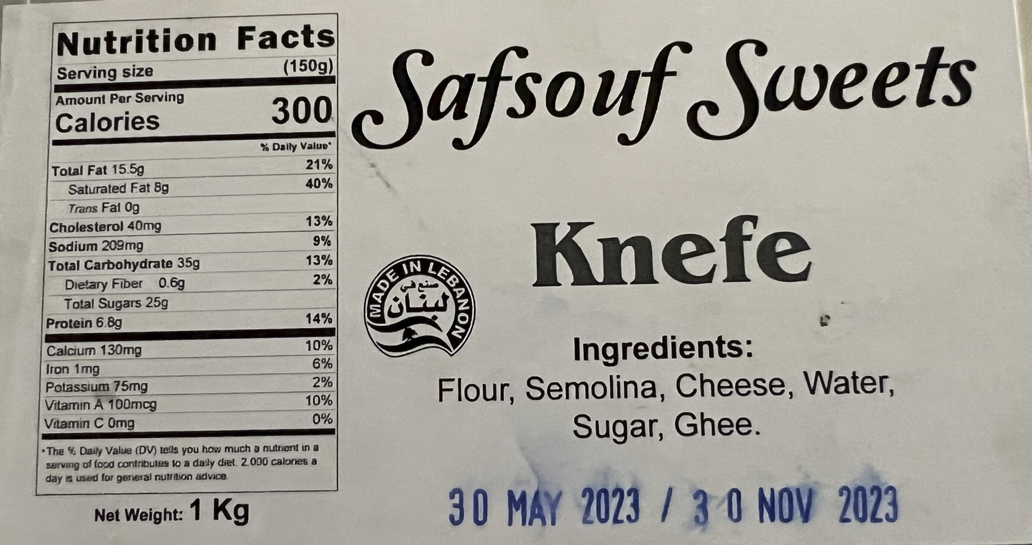 Knefe Nutrition Facts