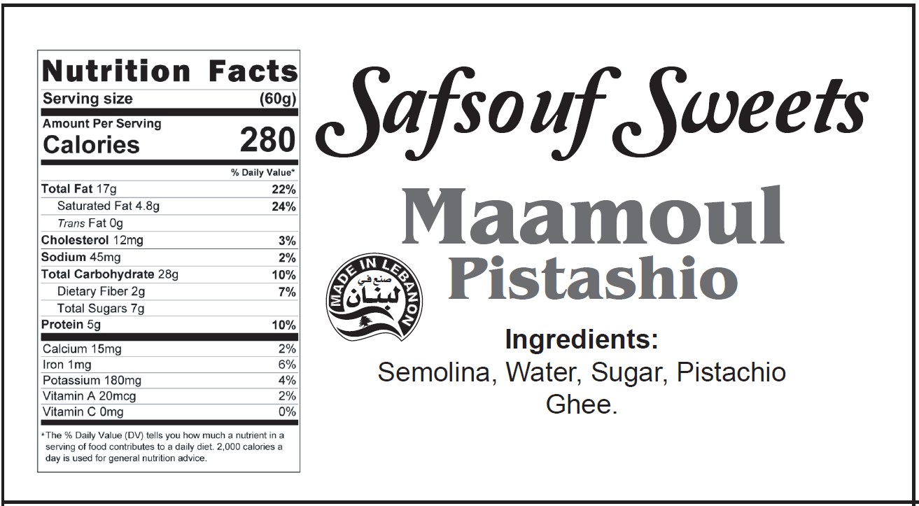 Maamoul Pistachio Nutrition Facts