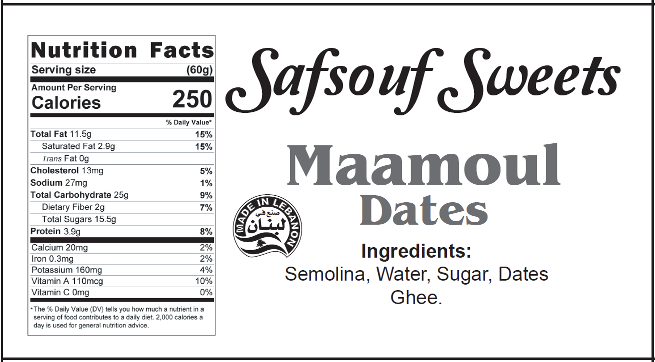 Maamoul Dates Nutrition Facts