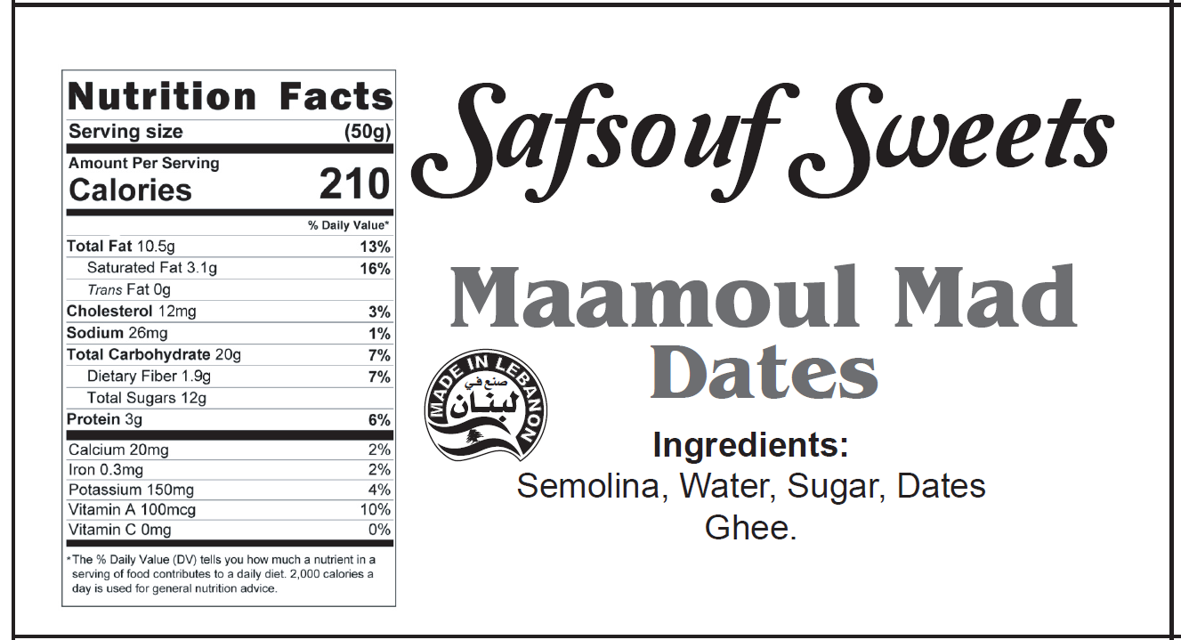 Maamoul Mad Dates Nutrition Facts