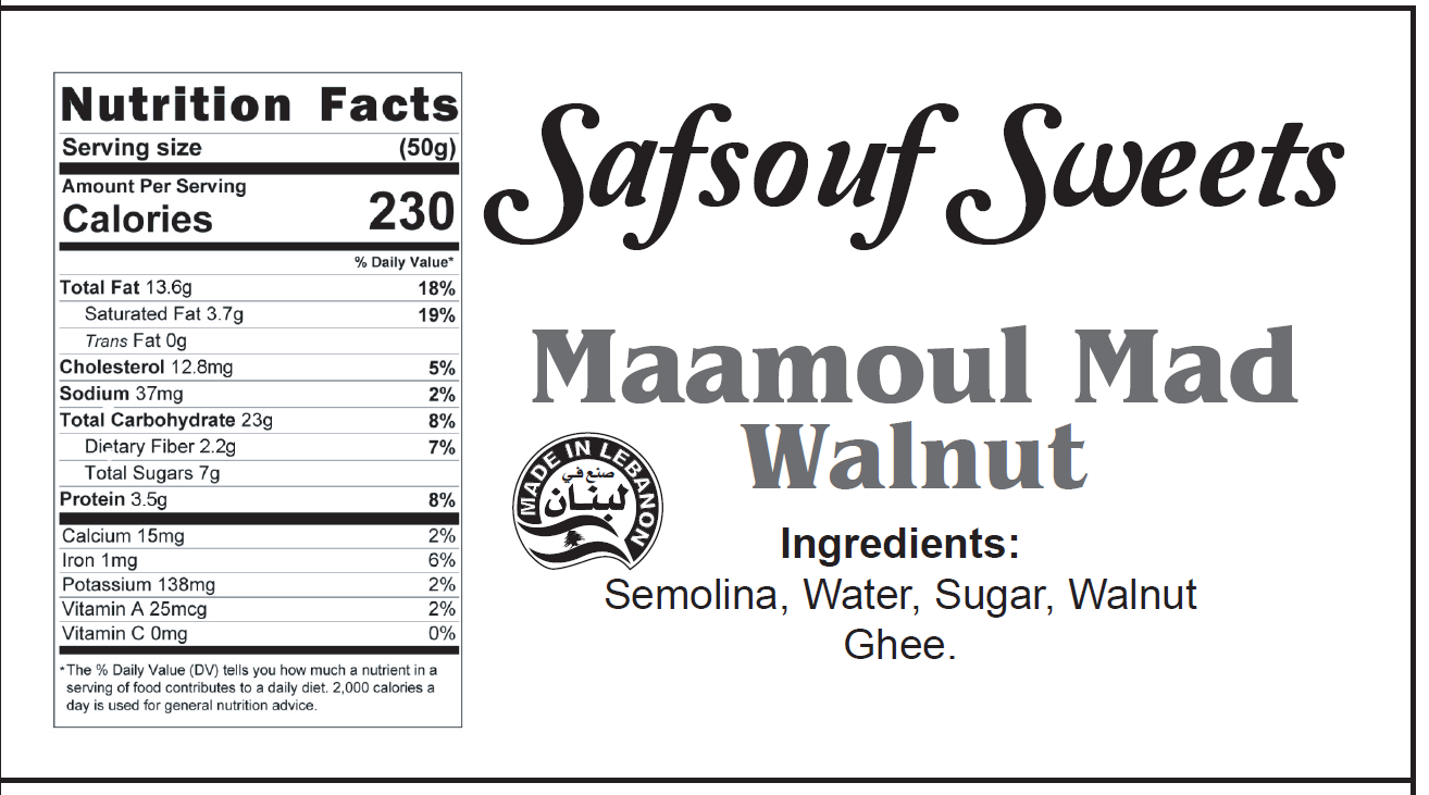 Maamoul Mad Walnut Nutrition Facts