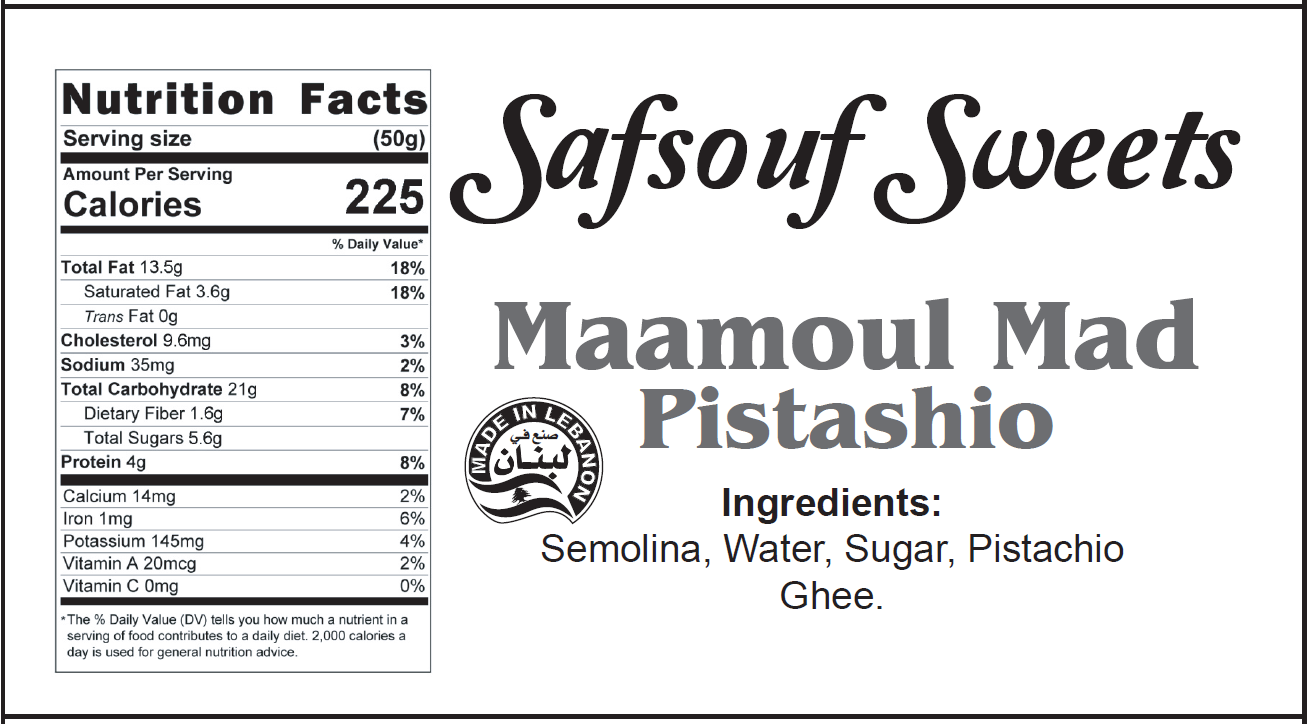 Maamoul Mad Pistachio Nutrition Facts