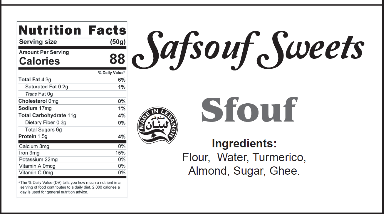 Sfouf Nutrition Facts