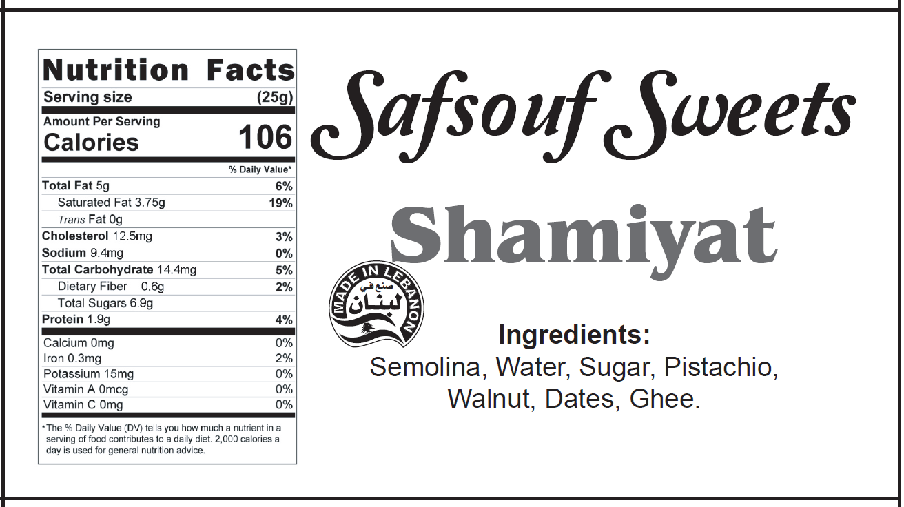 Shamiyat Nutrition Facts